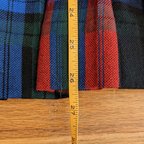 Al Jean Wool Vintage Midi Pleated Skirt in Blue Red Green Black - Picture 6 of 11